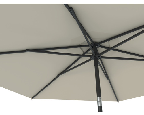 Binnenaanzicht van een rechthoekige parasol met frame