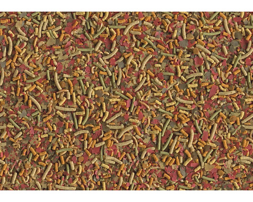 Close-up van visvoer vlokken en sticks