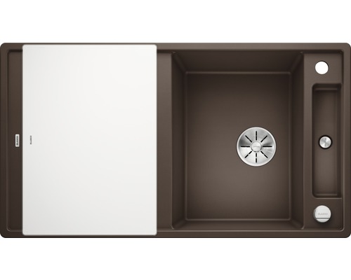 Bovenaanzicht van een spoelbak met afdruiprek en spoelbak