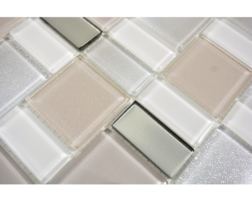 Mozaïektegel van glas met vierkante en rechthoekige elementen