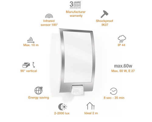 STEINEL Buitenlamp met sensor L22S RVS