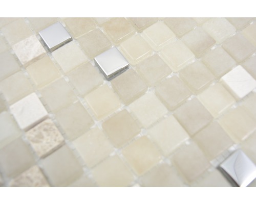 Mozaïektegel van natuursteen en metaal