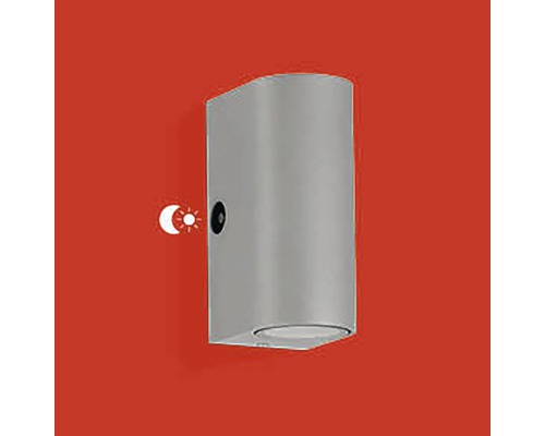 Grijze buitenwandlamp met dag-nachtsensor