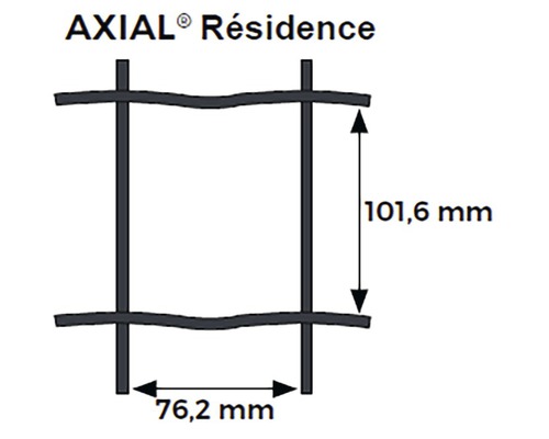 Afmetingen van een Axial Residence hek: 101,6 mm hoog en 76,2 mm breed