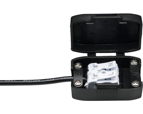 Aansluitdoos met open deksel en binnenwerk