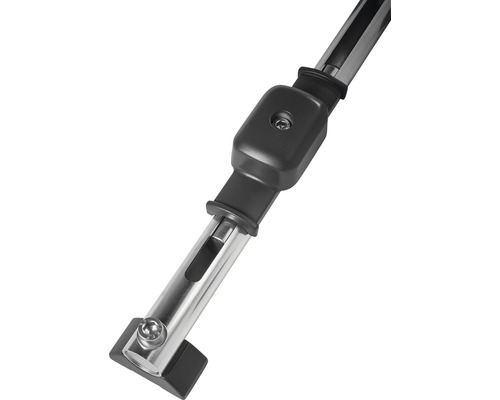 Detailopname van een verstelbare metalen buis met bevestigingsmaterialen