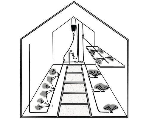 Kas met irrigatiesysteem voor planten