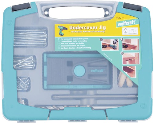 Wolfcraft Undercover Jig set voor verdekte houtschroefverbindingen in koffer