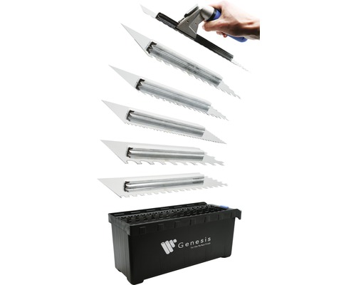 Tegelzetter gereedschapsset met handgreep, messen en opbergdoos