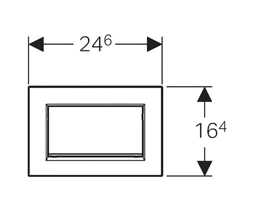 Technische tekening van een rechthoekig frame met de afmetingen 24,6 x 16,4 cm