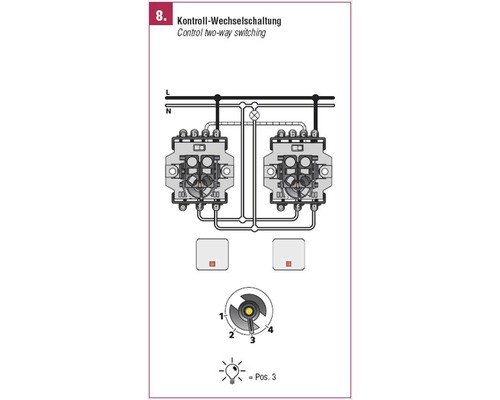 Schakelschema van een controle wisselschakeling