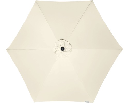 Bovenaanzicht van een crèmekleurige parasol