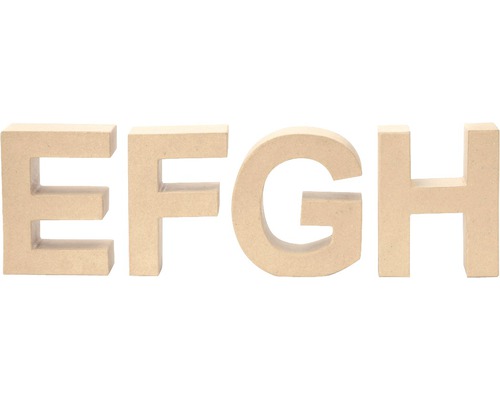 Decoratieve letters E, F, G en H van karton