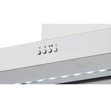 Roestvrijstalen afzuigkap met bedieningselementen voor ventilatorsnelheden en verlichting