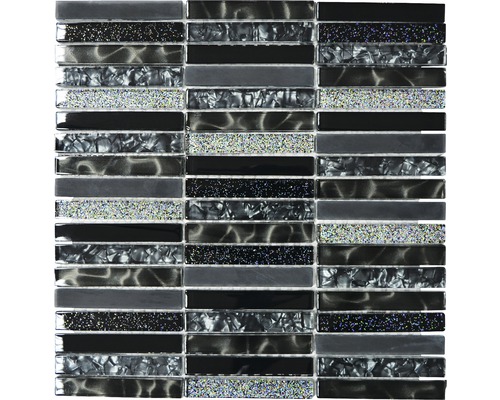 Mozaïektegel glas XCM ST NB zwart 29,8x30,4 cm
