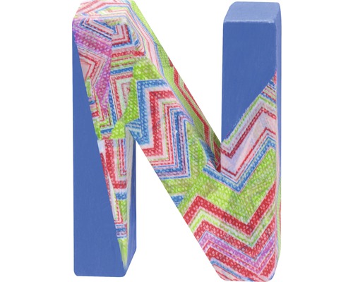 Decoratieve houten letter N met patroon