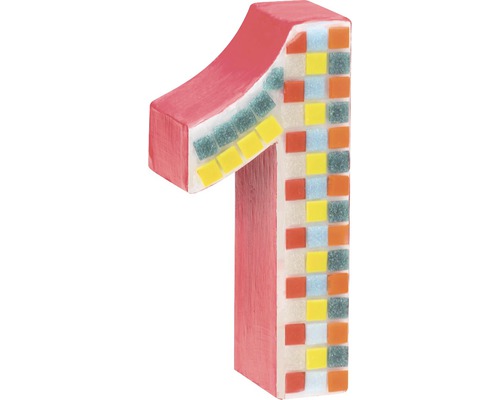 Decoratief cijfer één met mozaïeksteentjes