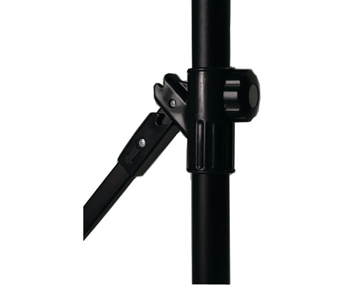 Detailopname van een statief met vergrendelingshendel en draaiknop