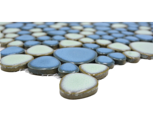 Mozaïektegels in steenlook, blauw en groen