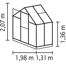 VITAVIA Kweekkas Triton 2500 kanaalplaten 4 mm met fundering 198x131 cm aluminium-thumb-4