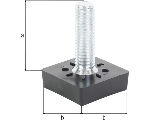 Verstelbare voet met schroefdraad en vierkante plaat