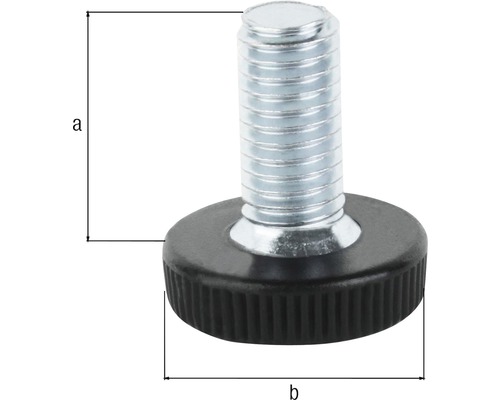 Stelvoet met schroefdraad en zwarte schotelvoet