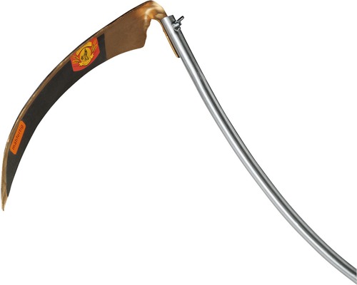 Zicht met metalen steel voor het maaien van gras en graan