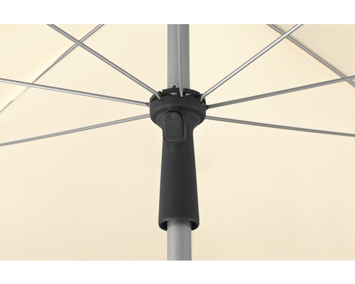 Detail van een parasol met baleinen en mechanisme