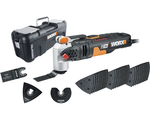 Worx Sonicrafter F50 multifunctioneel gereedschap met accessoires en opbergkoffer