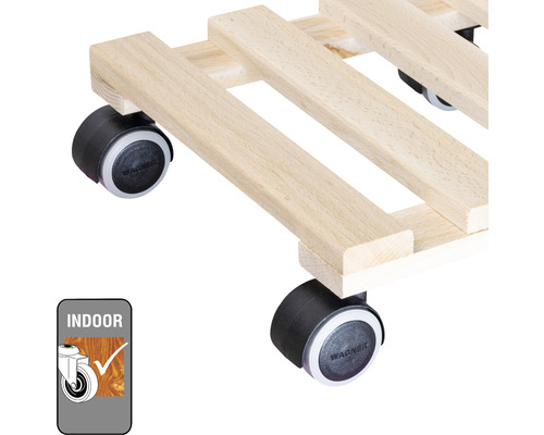 Plantenroller van hout met wielen voor binnenshuis