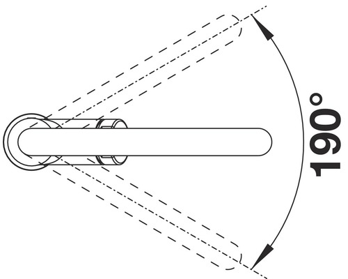 Deurklink met een draaihoek van 190 graden