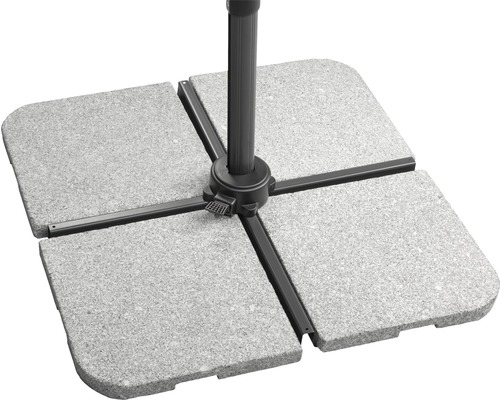 Parasolvoet met vier granieten platen en voetstuk