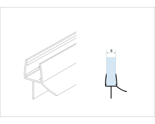Doucheafdichting voor 8 mm glasdikte