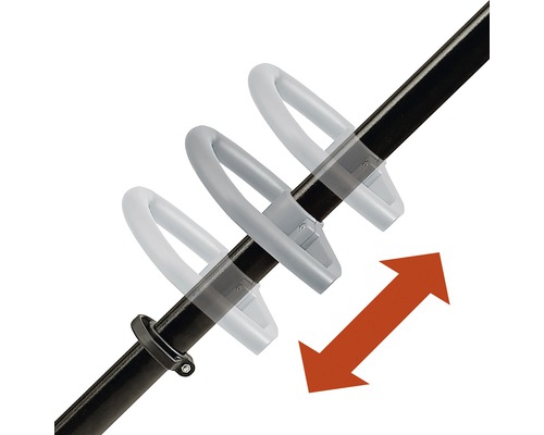 Steelverlengstuk voor tuingereedschap met verstelbare handgreep en rode pijl