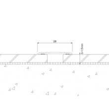 Technische tekening van een uitzettingsprofiel met een breedte van 28 millimeter en een hoogte van 0 tot 1,5 millimeter.