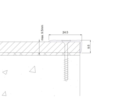 Technische tekening van een trapprofiel met afmetingen