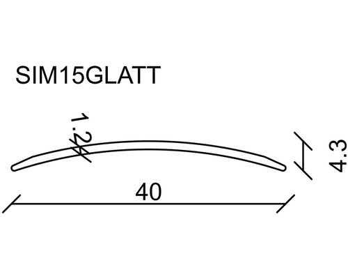 Technische tekening van een profiel met afmetingen