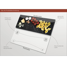 Glasfoto met glanzend oppervlak, inclusief afstandhouders voor wandmontage, voor- en achterkant