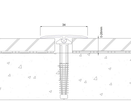 Tekening van een overgangsprofiel met maatvoering ter illustratie van de constructie