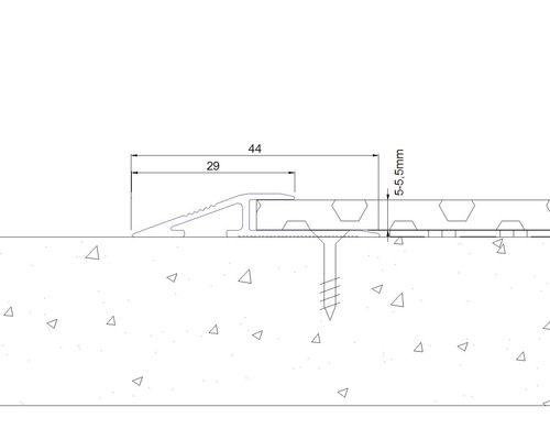 Schets van een overgangsprofiel met maatvoering
