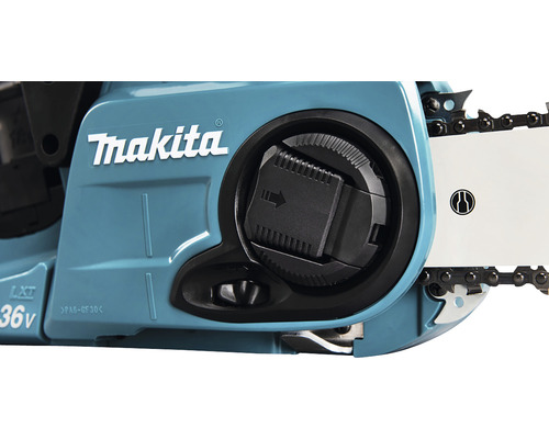 Makita Logo op een kettingzaag met kettingsmeerolie