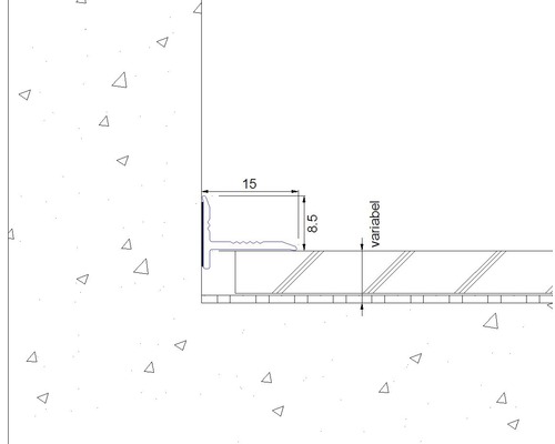 Technische tekening van een profiel met maatvoering