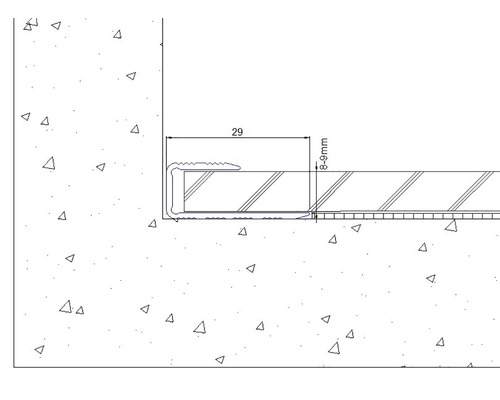 Schets van een trapprofiel met afmetingen