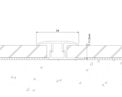 Tekening van een overgangsprofiel met maatvoering