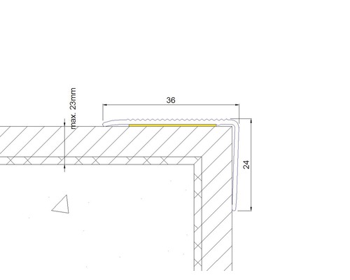Technische tekening van een trapprofiel met afmetingen