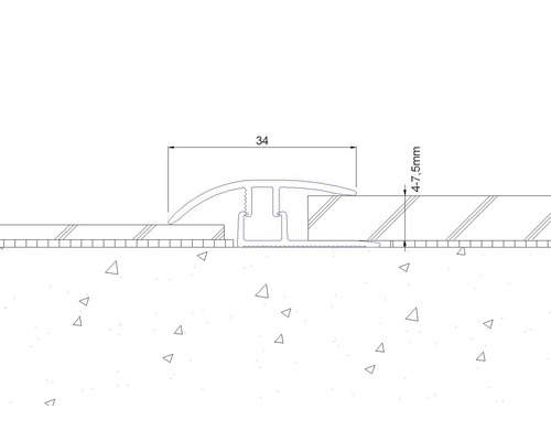 Technische tekening van een overgangsprofiel met afmetingen.