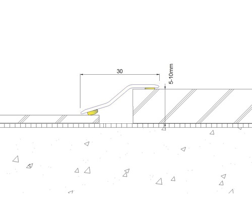 Tekening van een overgangsprofiel met maatvoering
