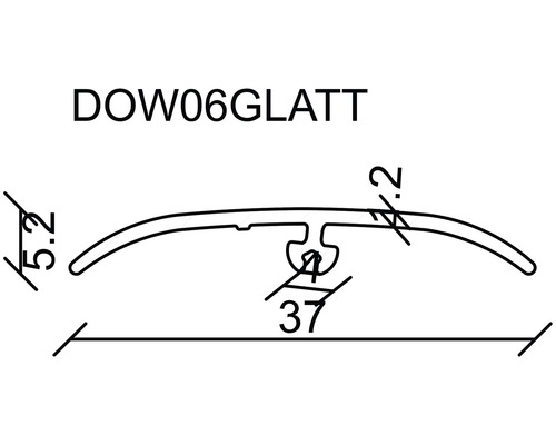 Technische tekening van een DOW06GLATT profiel met maatvoering