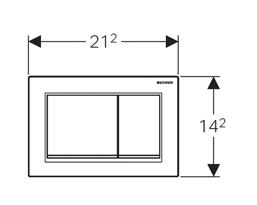 Schets van een bedieningspaneel met maataanduidingen