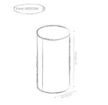Schets van een ronde tafel met een hoogte van circa 100 centimeter en een diameter van circa 50 centimeter